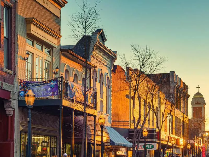 Historic Downtown Mobile Alabama USA at Sunset