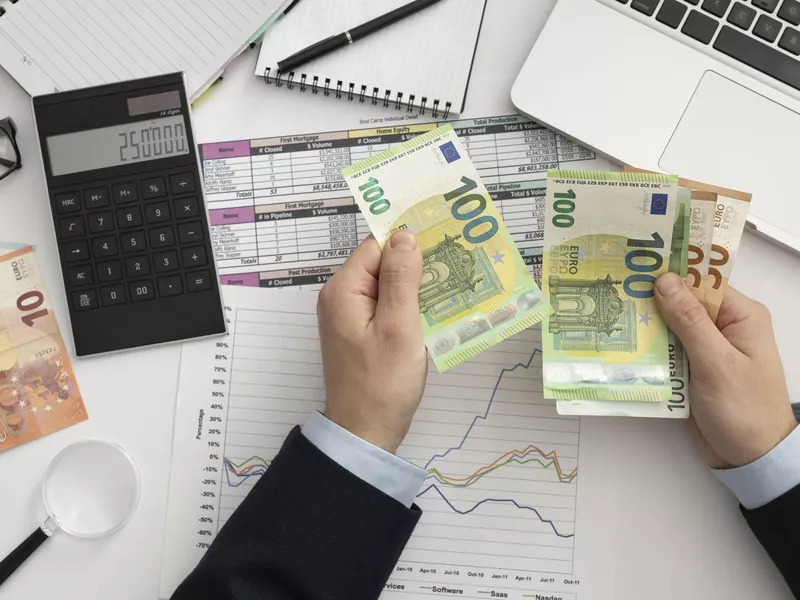 Businessman checking finances